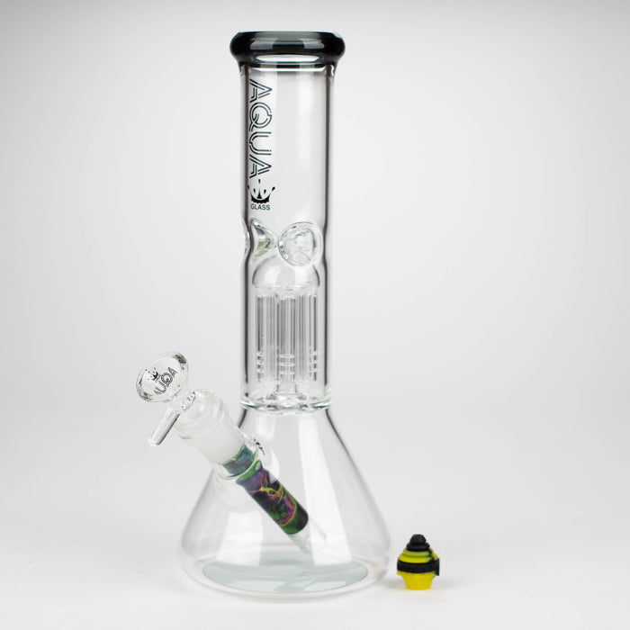 AQUA | 10.5" Single tree arm glass water bong with silicone cap [AQUA202]_1