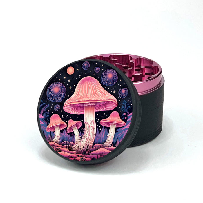 Green Star | 2.5" (63mm) Herb Grinder - Psychedelic Mushrooms Design_0