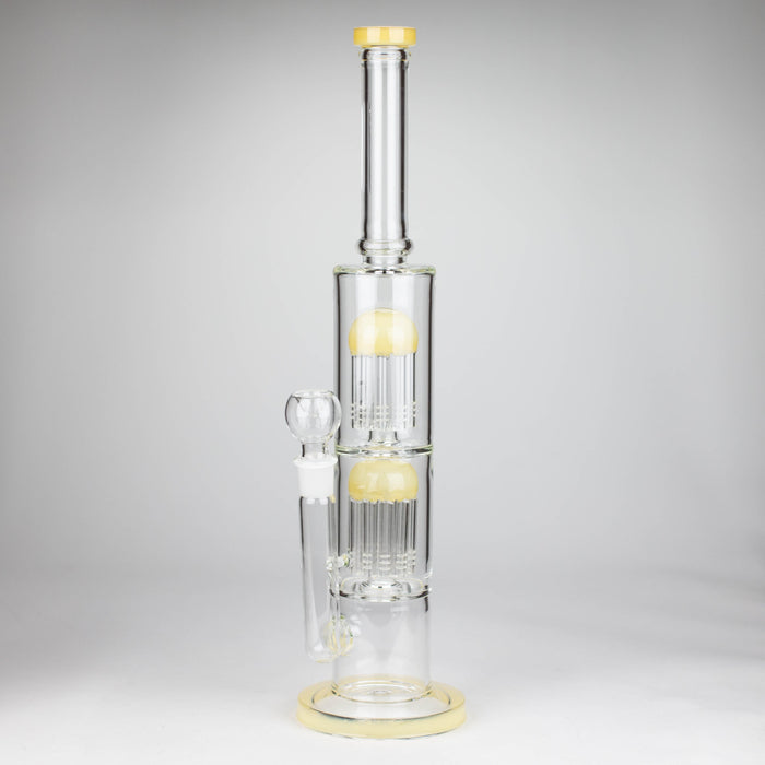 16" Color accented double percolator glass bong_3