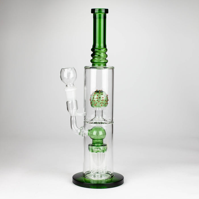 14" Color accented percolator glass bong with ball & Arm diffuser_6