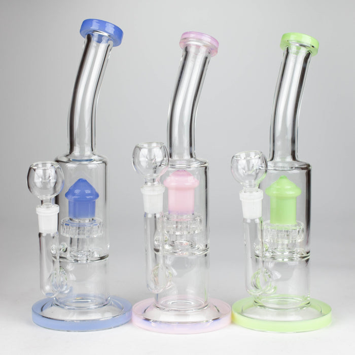 12" color accented bent neck glass bong_0