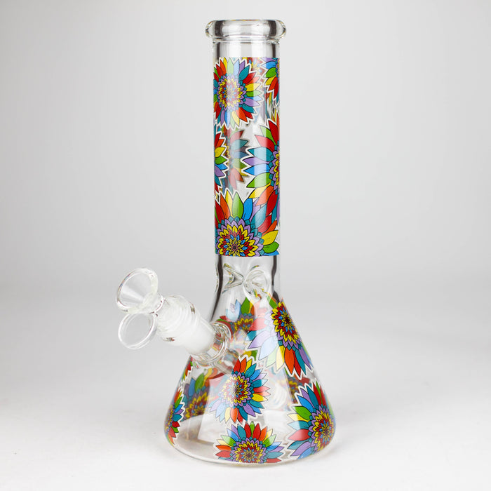 10" Glow in the dark Glass Bong With Flower Design_1