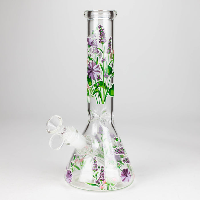 10" Glow in the dark Glass Bong With Flower Design_5