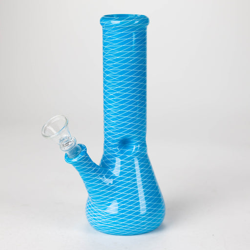 8" web designed assorted color beaker glass bong_0