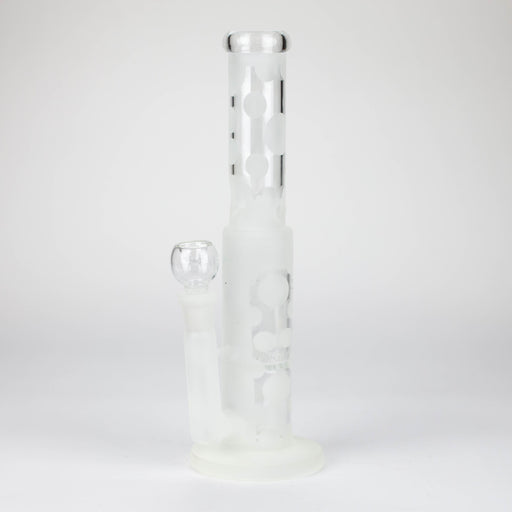 14" Glow in the dark straight tube glass bong with honey comb diffuser_0