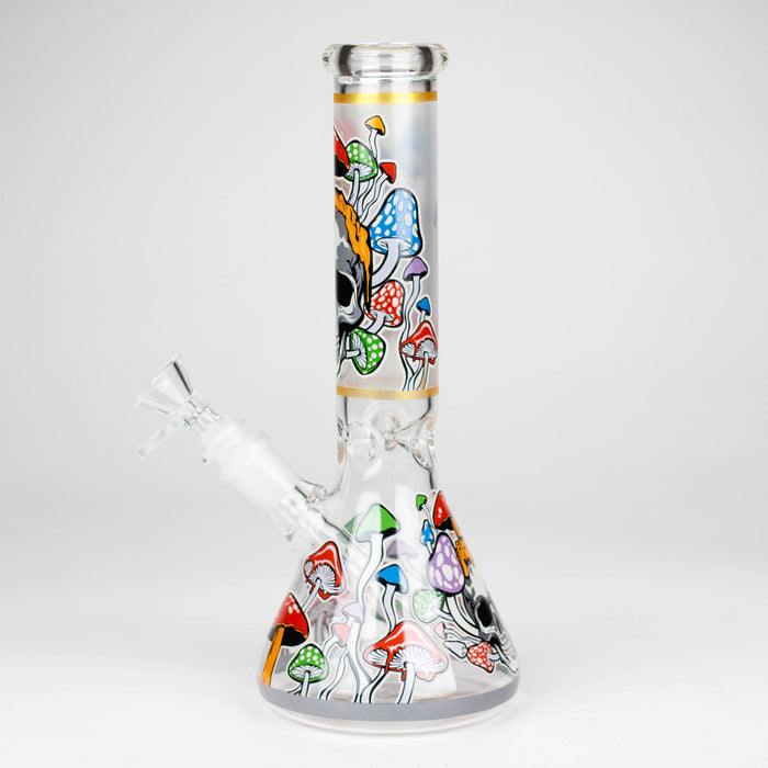 10" Glow in the dark Glass Bong With  Mushroom Skull  Design_1