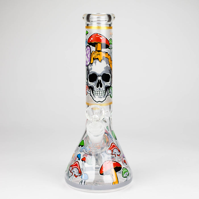 10" Glow in the dark Glass Bong With  Mushroom Skull  Design_8