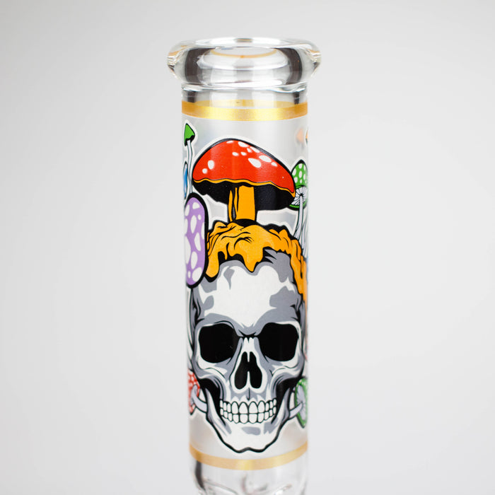 10" Glow in the dark Glass Bong With  Mushroom Skull  Design_2