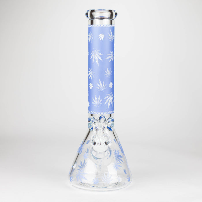 14" 7mm Leaf Design Grown In the Dark Water Bong_3