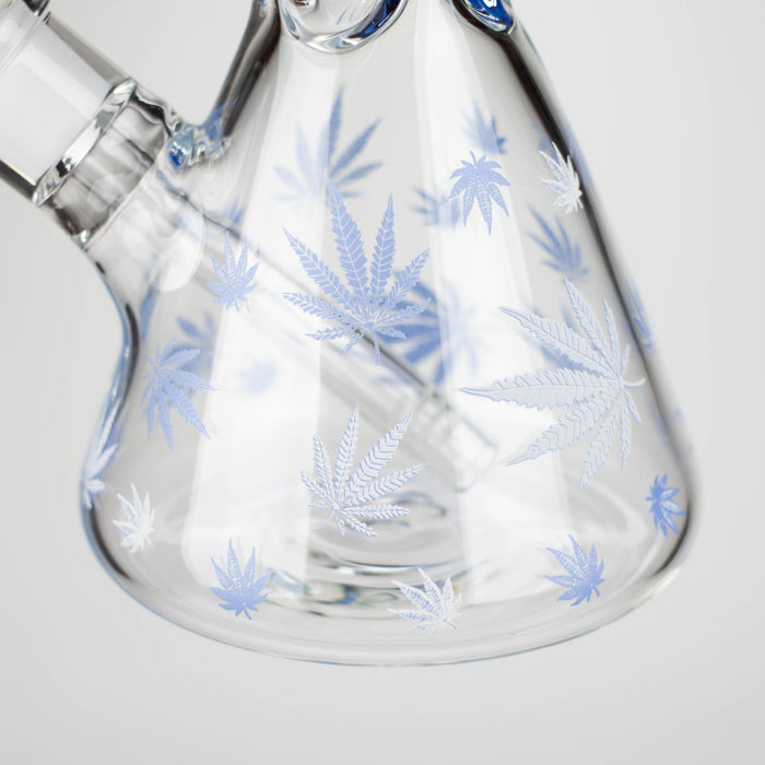 14" 7mm Leaf Design Grown In the Dark Water Bong_6