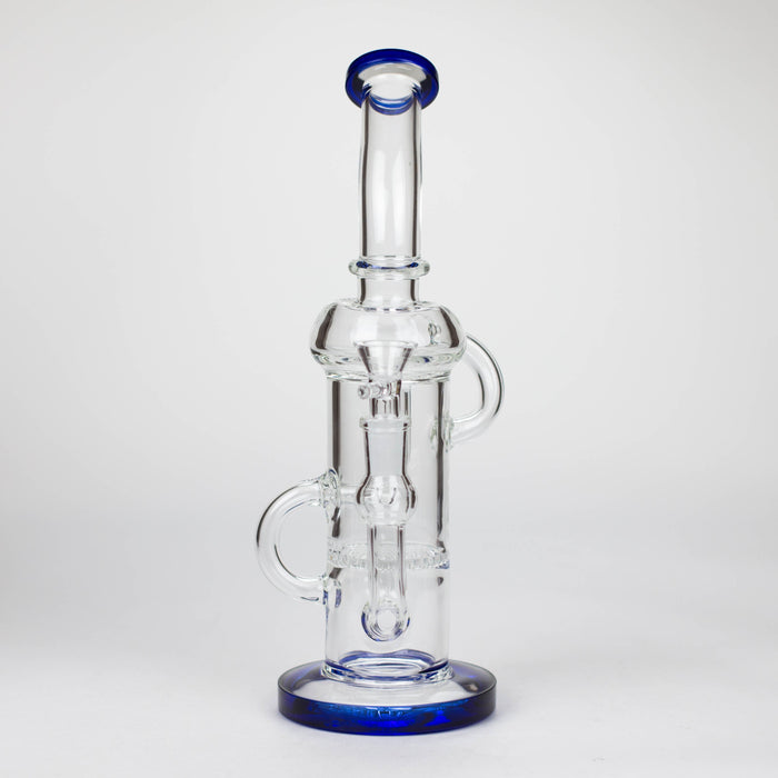 11″ Straight Tube Glass Recycler Bong With Color Base [C1556]_8