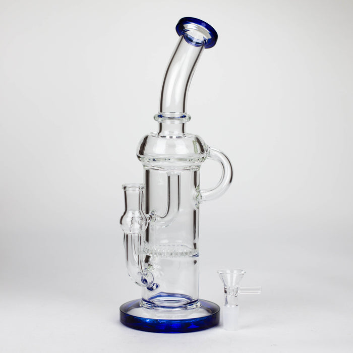 11″ Straight Tube Glass Recycler Bong With Color Base [C1556]_3