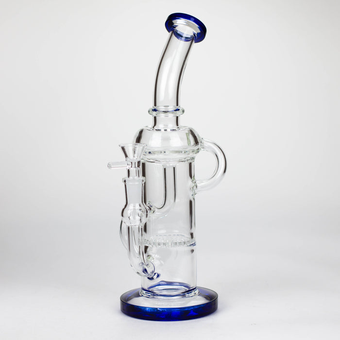 11″ Straight Tube Glass Recycler Bong With Color Base [C1556]_4