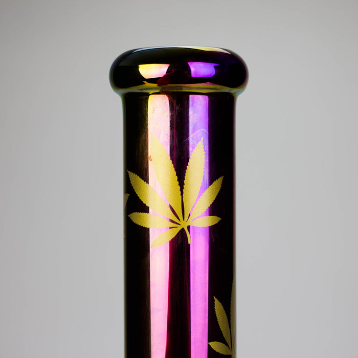 14" Leaf 7mm Glass Bong – Rainbow Oil Slick [AK080]_4