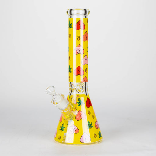 14" 7mm Glass Bong With Bud Design_0