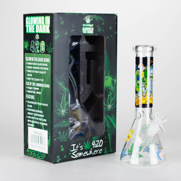 10" Cartoon Designs Glow In The Dark beaker bong In the Box [PIP302]_7