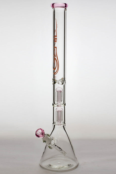 24" genie double 6 arms heavy glass water beaker bong_5