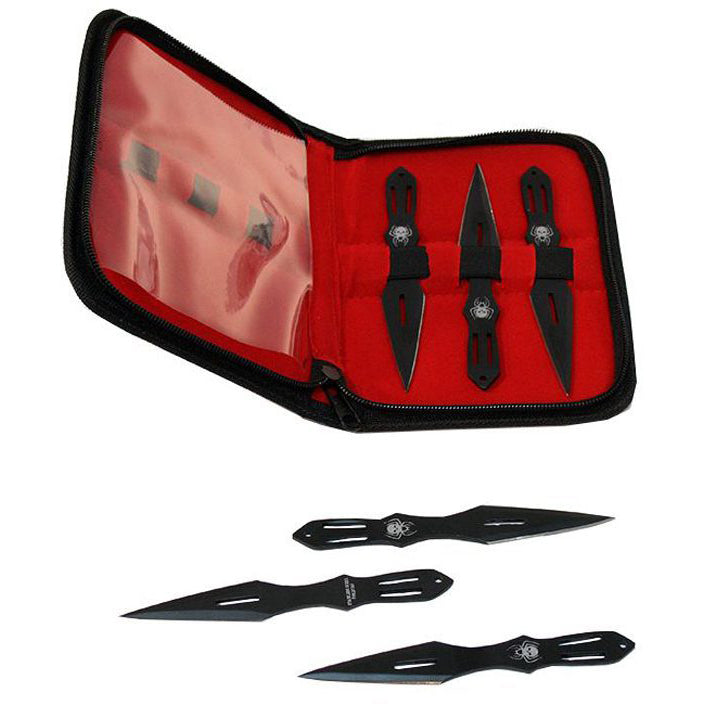 5.5″ Black Throwing Knives With Carrying Case Set Of 6 [5730]_0