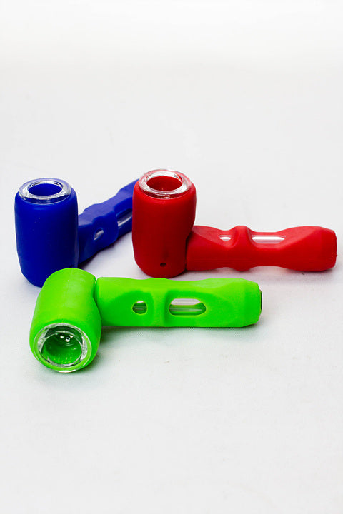 Silicone hand pipe with multi holes glass bowl and tube ( GP1537 )_0