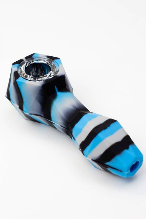 Multi colored Silicone hand pipe with glass bowl_6