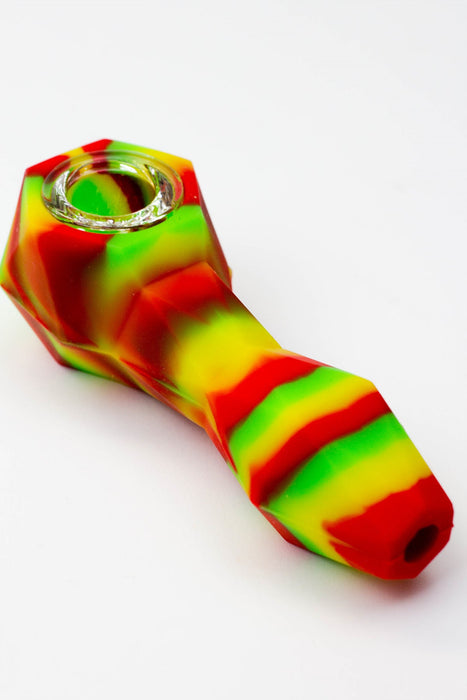 Multi colored Silicone hand pipe with glass bowl_7