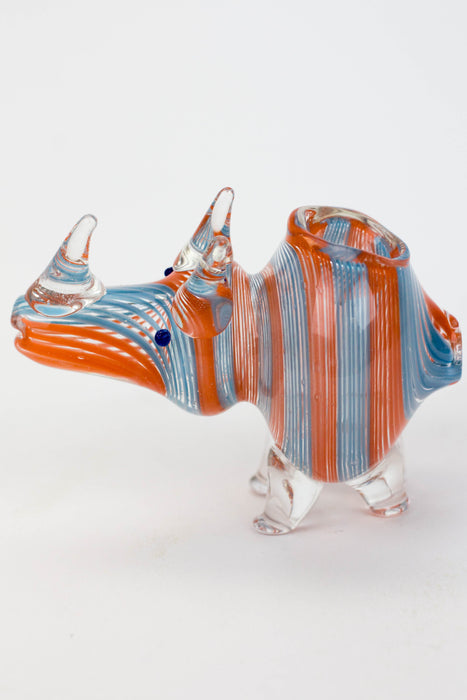 Standing Rhino glass hand pipe_4