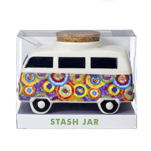 VINTAGE BUS STASH JAR - COLORFUL FLOWER BURST DESIGN_1