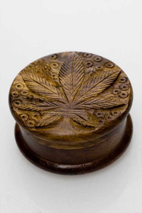 Leaf carved  2 parts wooden grinder_0