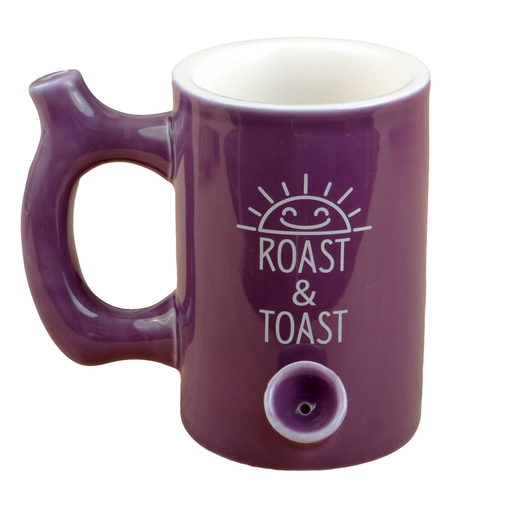 ROAST & TOAST PIPE MUG - PLUM COLOR WITH WHITE PRINT_0