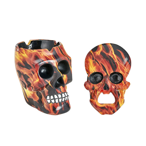 SKULL ASHTRAY AND OPENER SET - FLAME DESIGN_0