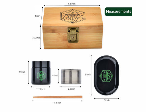 Vintage Stash Box Bundle - Ancient Symbol Design - Grinder - Rolling Tray - Airtight & UV Protecting Glass Jar - Accessory Gift Kit - Secure Storage Box - Lock & Key - Leaf-Way Brand Accessories_1