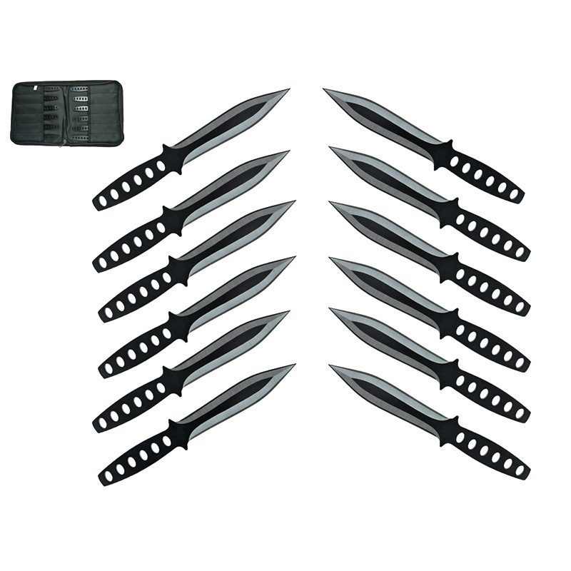 6″ Throwing Knives 12 Pcs Set – Black [T00045BK-12]_0