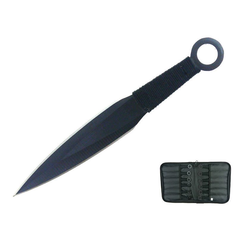 6" Throwing Knives with Black Handle & Sheath Set of 12 [T00046BBK-12]_0