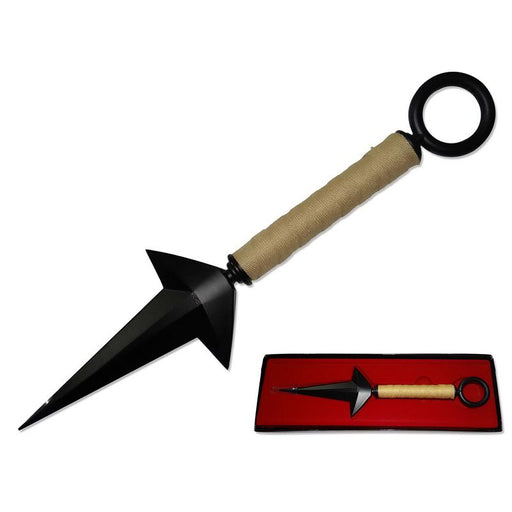 11″ Spikey Metal Solid Prism Shaped Kunai – Black [T00302]_0