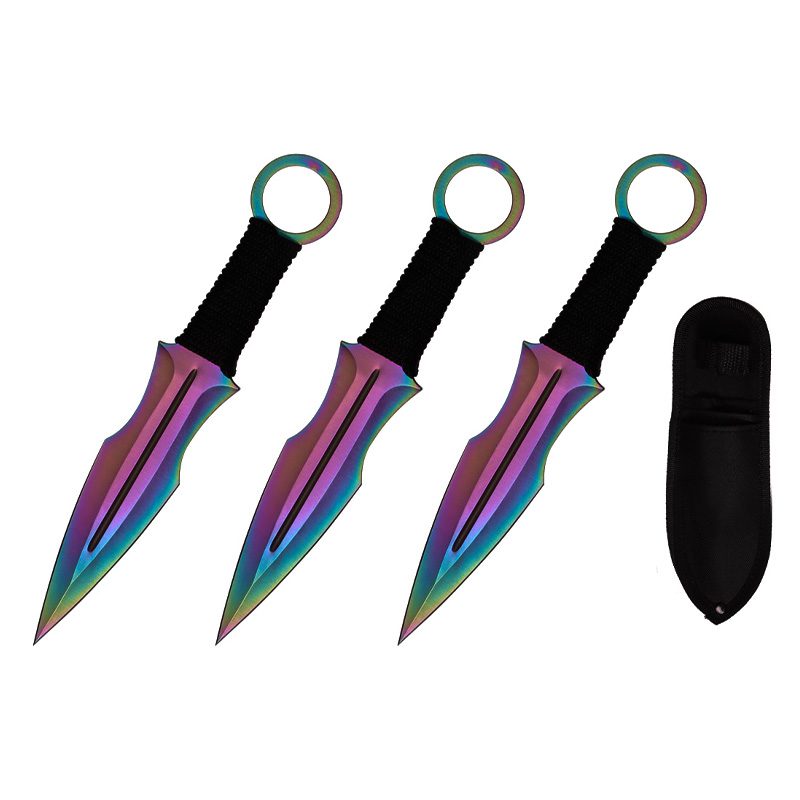 7.5″ Throwing Knives with Sheath 3 Pcs Set – Rainbow  [T004207COL]_0