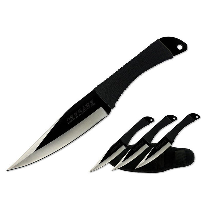 9″ Skyhawk Throwing Knives Two Tone Blade 3 Pcs Set – [T00603BK]_0