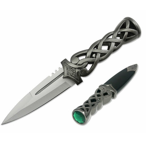 9″ Overall, Green gemstone Scottish Dirk with Scabbard [T230572]_0