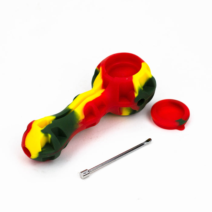 Silicone hand pipe with glass bowl and Dab tool Jar of 10_2