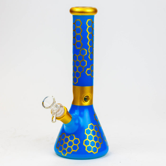 10" Honeycomb color glass water bong_3