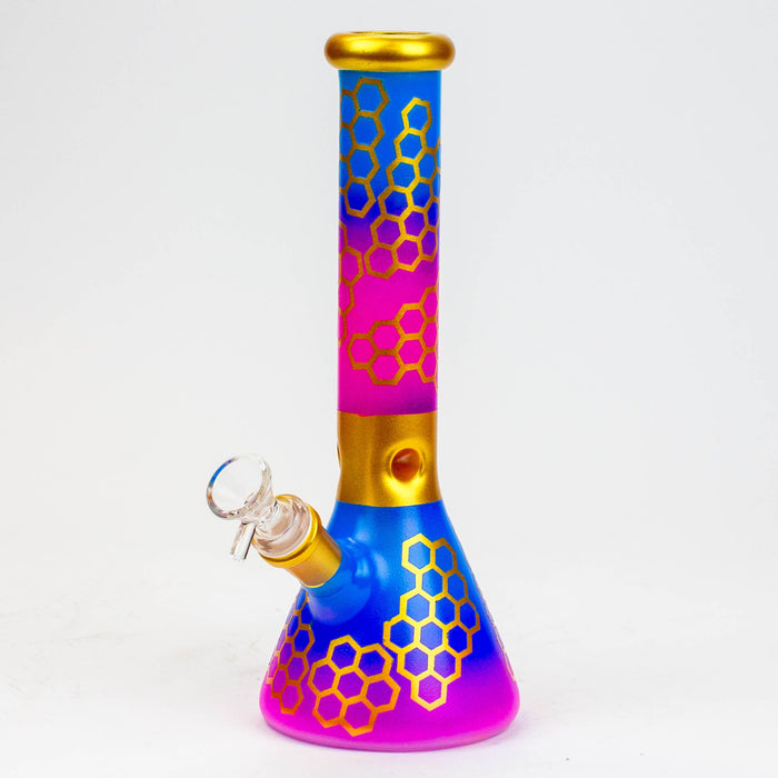 10" Honeycomb color glass water bong_5