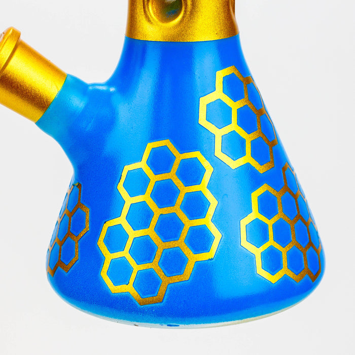 10" Honeycomb color glass water bong_2