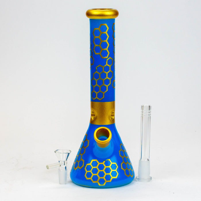 10" Honeycomb color glass water bong_7