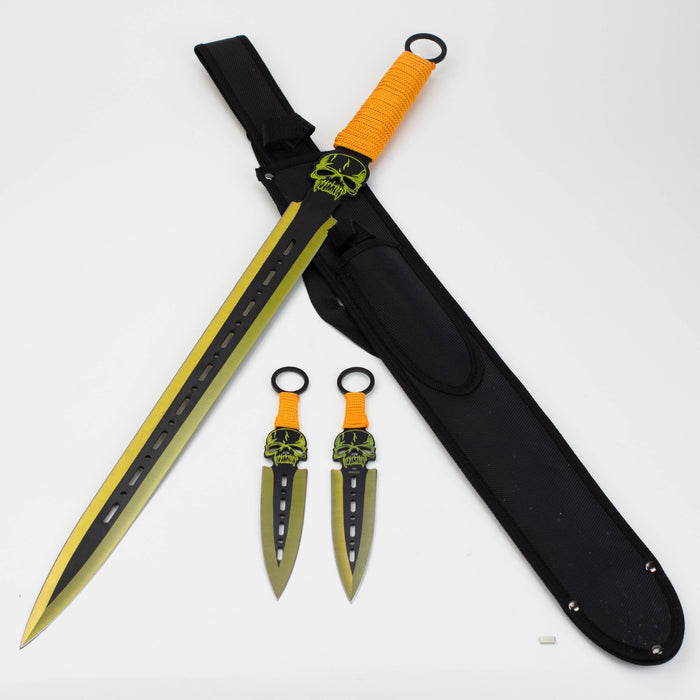 Tactical Machete Sword with Two 8″ Throwing Knives [T661085]_1