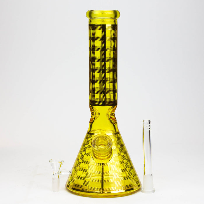 12" 7mm glass neon beaker water bong_5