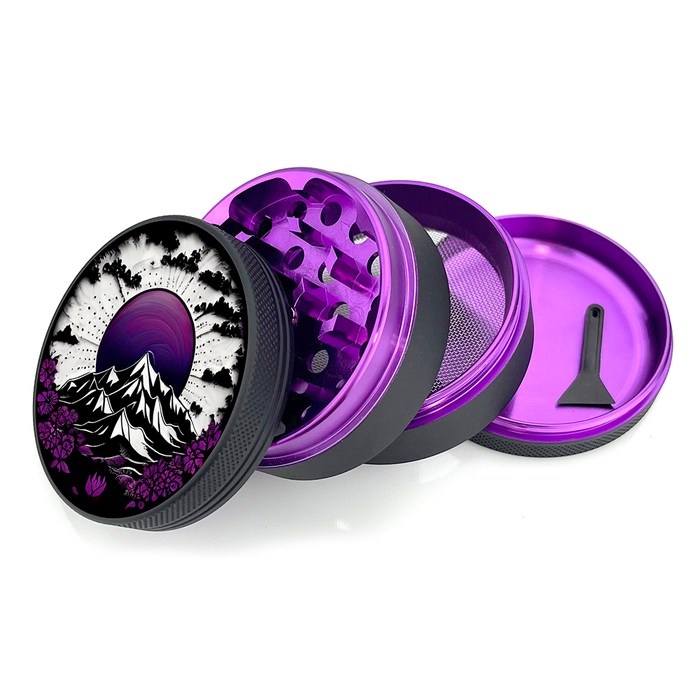 Green Star | 2.5" (63mm) Soft Touch Grinder - Purple Mountain Mandala Design_3